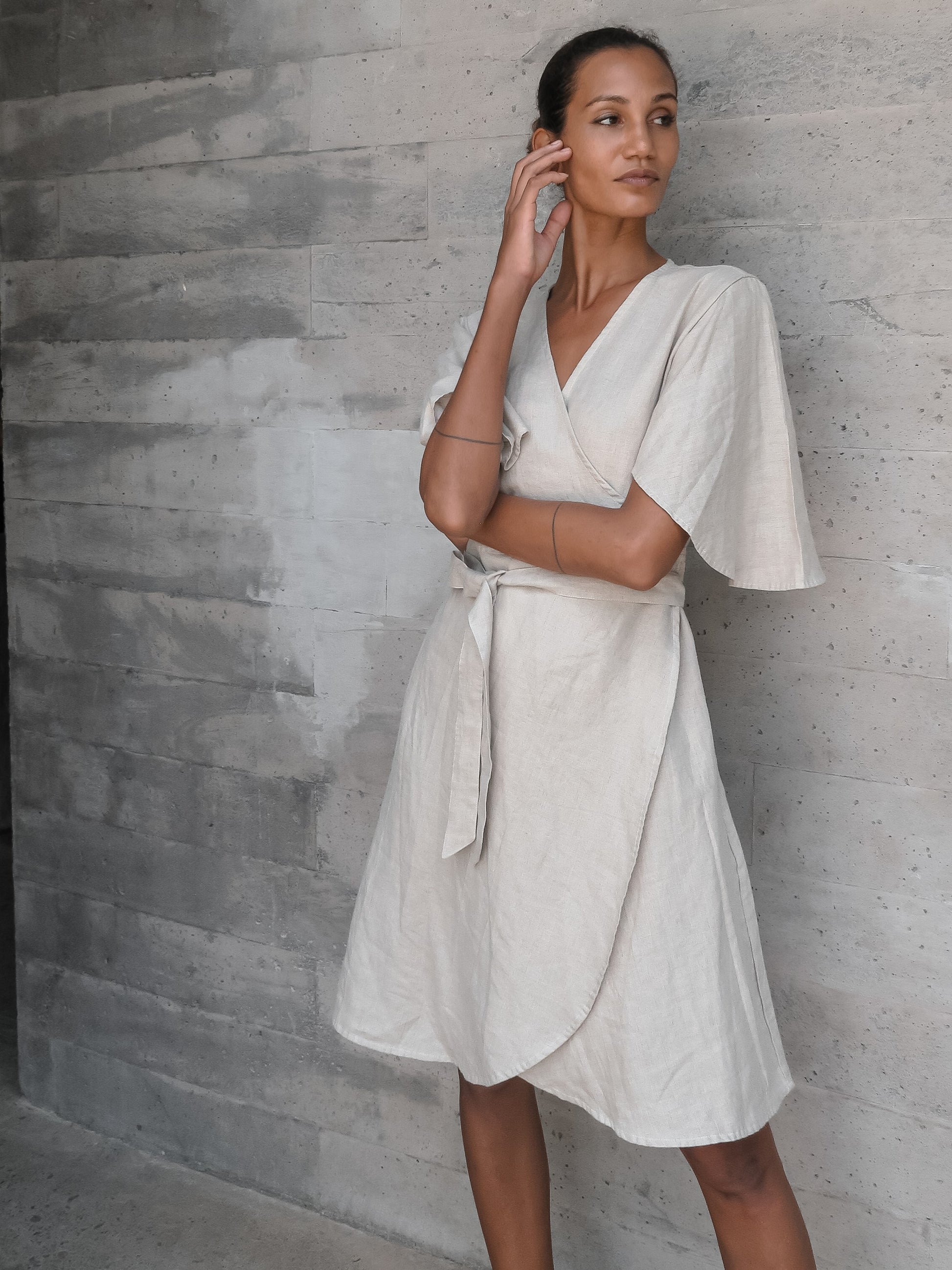 Ayla Linen Dress in Natural - l u • c i e e